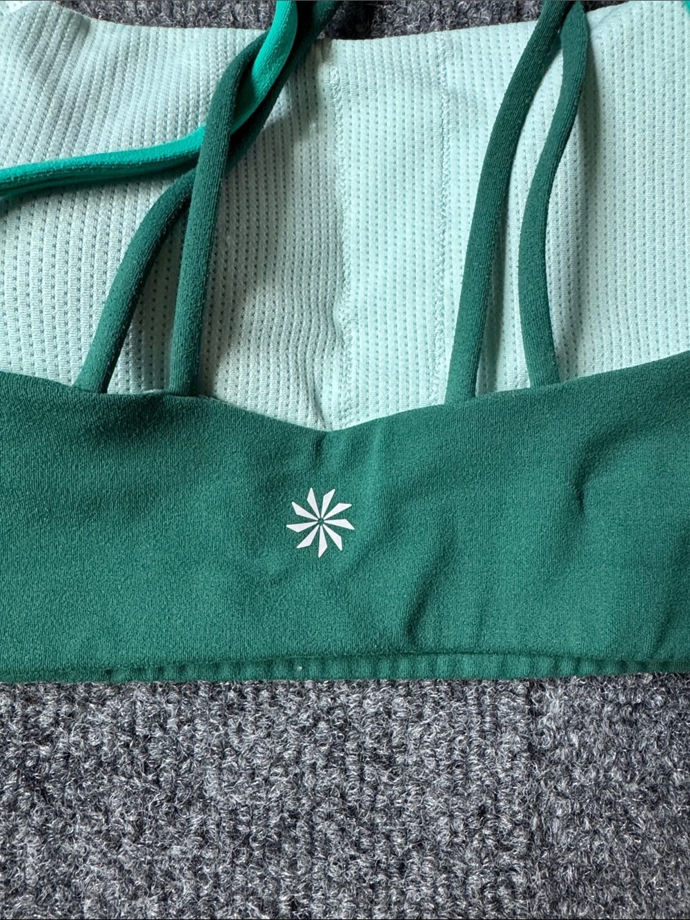 Athleta Teal and Forest Green Strappy Sports Bralette - Picture 5 of 9